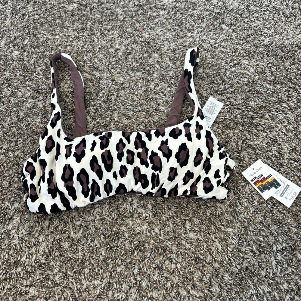 cheetah print reversible bikini top